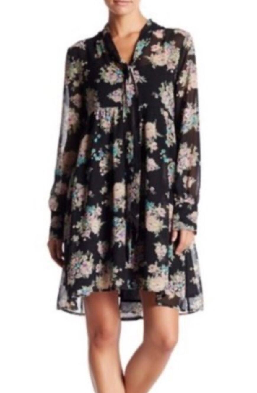 Banjara Black Floral Long Sleeve Dress Size S Small